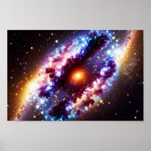 Cosmic Sun achter Galactic Clouds Skies Outerspace Poster