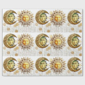 Cosmic Sun en Moon Gold Cadeaupapier (Vlak)