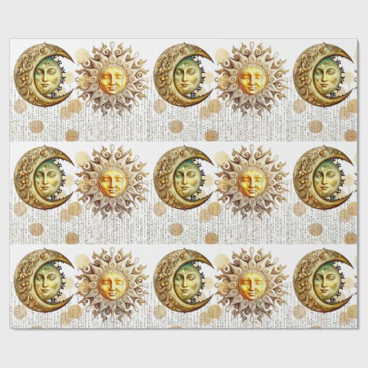 Cosmic Sun en Moon Gold Cadeaupapier (Vlak)