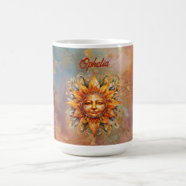 Cosmic Sun Face Digitale Kunst Gepersonaliseerd Koffiemok
