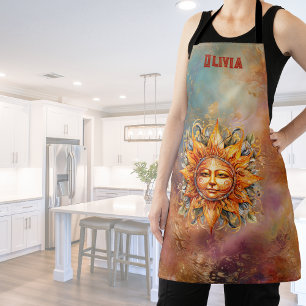 Cosmic Sun Face gepersonaliseerd Schort