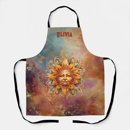 Cosmic Sun Face gepersonaliseerd Schort (Voorkant)