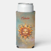 Cosmic Sun Face gepersonaliseerde Koelbox Seltzer Blikjeskoeler (Seltzer Voorkant)