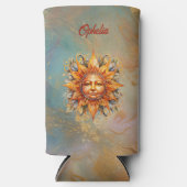 Cosmic Sun Face gepersonaliseerde Koelbox Seltzer Blikjeskoeler (Voorkant)