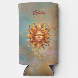 Cosmic Sun Face gepersonaliseerde Koelbox Seltzer Blikjeskoeler