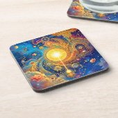 Cosmic Sun Mandala Art Bier Onderzetter (Linkerzijde)