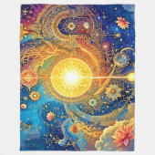 Cosmic Sun Mandala Art Fleece Deken (Voorkant)