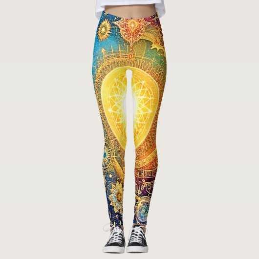 Cosmic Sun Mandala Art Leggings (Voorkant)