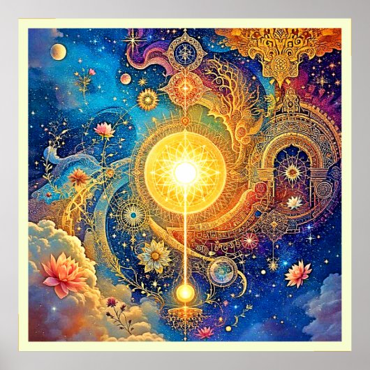 Cosmic Sun Mandala Art Poster (Voorkant)