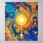 Cosmic Sun Mandala Art Poster (Voorkant)