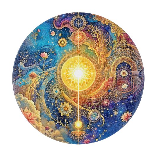Cosmic Sun Mandala Art Snijplank (Voorkant)