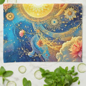 Cosmic Sun Mandala Art Theedoek (Gevouwen)