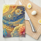 Cosmic Sun Mandala Art Theedoek (Quarter Fold)