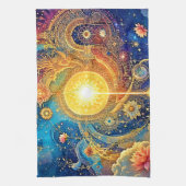 Cosmic Sun Mandala Art Theedoek (Verticaal)
