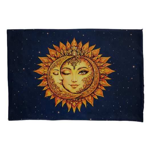 Cosmic Sun Moon Boho Goddess Celestial Mandala Art Kussensloop (Voorkant)