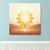 Cosmic Sun Portal Boho Wall Art | Golden Mandala Canvas Afdruk (Insitu (Houten vloer))