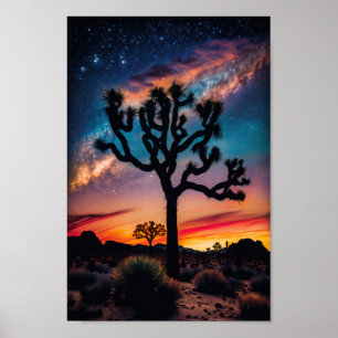 Cosmic Sunset at Joshua Tree National Park Art Poster