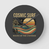 Cosmic Surf Retro Wave. Sunset (NO NUMBERS) Ronde Klok (Voorkant)