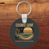 Cosmic Surf Retro Wave • Vintage Sunset Surfing Sleutelhanger (Voorkant)