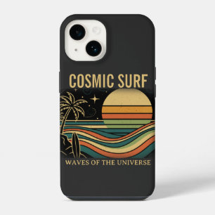 Cosmic Surf Retro Wave • Vintage Zonsondergang Sur iPhone 14 Hoesje