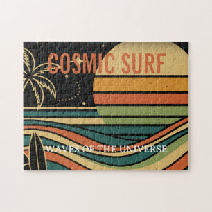 Cosmic Surf Retro Wave • Vintage Zonsondergang Sur Legpuzzel