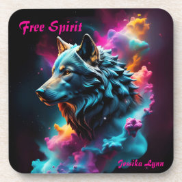 Cosmic Surreal Fantasy Wolf Aangepaste Abstracte k Bier Onderzetter