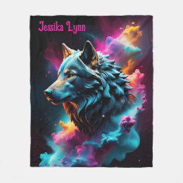 Cosmic Surreal Fantasy Wolf Aangepaste Abstracte k Fleece Deken