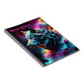Cosmic Surreal Fantasy Wolf Aangepaste Abstracte k Notitieboek (Rechterzijde)