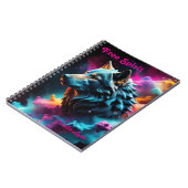 Cosmic Surreal Fantasy Wolf Aangepaste Abstracte k Notitieboek (Linkerzijde)