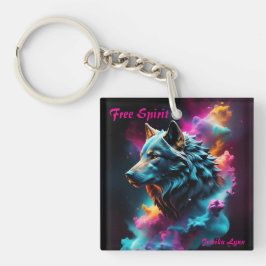 Cosmic Surreal Fantasy Wolf Aangepaste Abstracte k Sleutelhanger