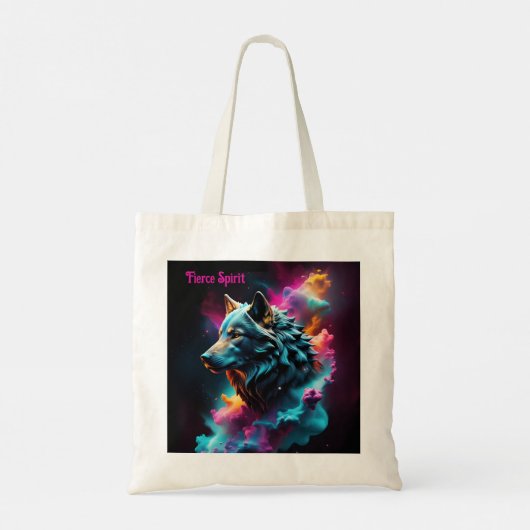 Cosmic Surreal Fantasy Wolf Aangepaste Abstracte k Tote Bag (Achterkant)