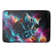 Cosmic Surreal Fantasy Wolf Paint Abstracte kunst Badmat (Voorkant)