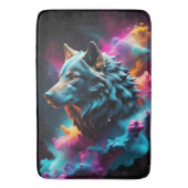 Cosmic Surreal Fantasy Wolf Paint Abstracte kunst Badmat (Voorkant Verticaal)