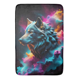 Cosmic Surreal Fantasy Wolf Paint Abstracte kunst Badmat