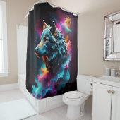 Cosmic Surreal Fantasy Wolf Paint Abstracte kunst Douchegordijn (In situ)