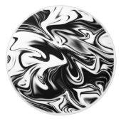 Cosmic Swirl: De zwart-wit marmeren elegantie Keramische Knop (Voorkant)