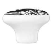 Cosmic Swirl: De zwart-wit marmeren elegantie Keramische Knop (Zijkant)