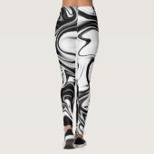 Cosmic Swirl: De zwart-wit marmeren elegantie Leggings (Achterkant)
