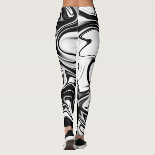 Cosmic Swirl: De zwart-wit marmeren elegantie Leggings (Achterkant)