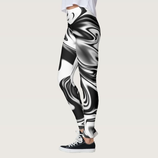 Cosmic Swirl: De zwart-wit marmeren elegantie Leggings (Links)