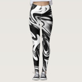 Cosmic Swirl: De zwart-wit marmeren elegantie Leggings (Voorkant)