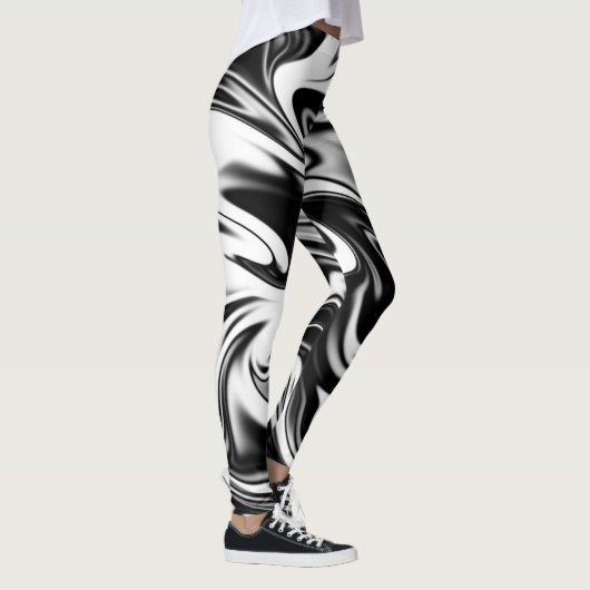Cosmic Swirl: De zwart-wit marmeren elegantie Leggings (Rechts)
