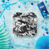 Cosmic Swirl: De zwart-wit marmeren elegantie Papieren Bordje (Feest)