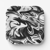 Cosmic Swirl: De zwart-wit marmeren elegantie Papieren Bordje (Voorkant)