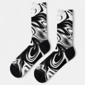Cosmic Swirl: De zwart-wit marmeren elegantie Sokken (Links)