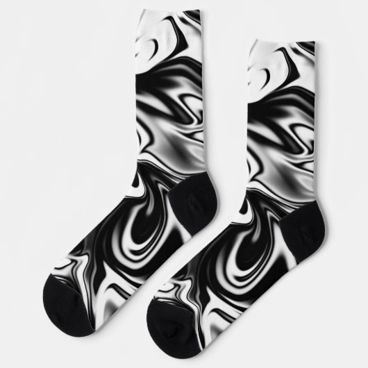 Cosmic Swirl: De zwart-wit marmeren elegantie Sokken (Links)