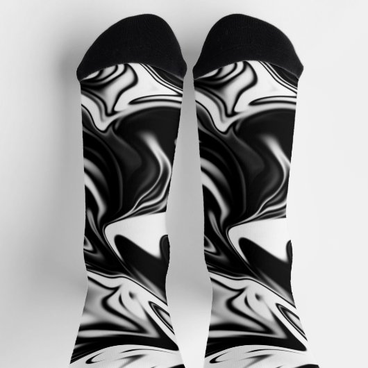 Cosmic Swirl: De zwart-wit marmeren elegantie Sokken (Top)