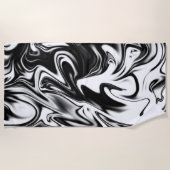 Cosmic Swirl: De zwart-wit marmeren elegantie Strandlaken (Voorkant)