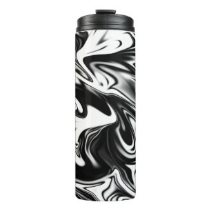 Cosmic Swirl: De zwart-wit marmeren elegantie Thermosbeker