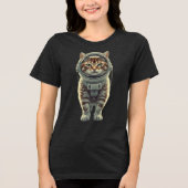 Cosmic Tabby Cat: Retro Space Explorer T-shirt (Voorkant)